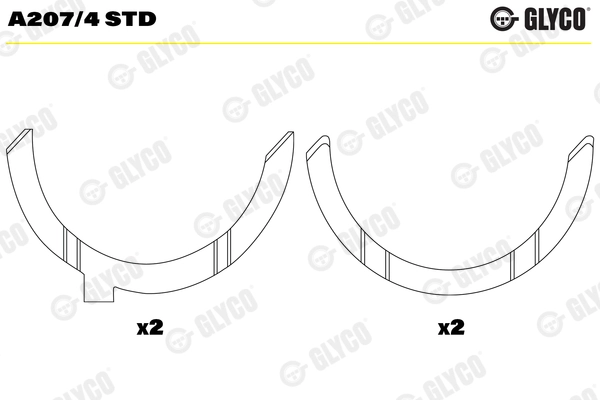 Kenar Ay Yatak Std Renault Kerax 385 97> 400 98> Premium 385 96> Takim | GLYCO A-2074STD | OEM 5000793891 7485137825