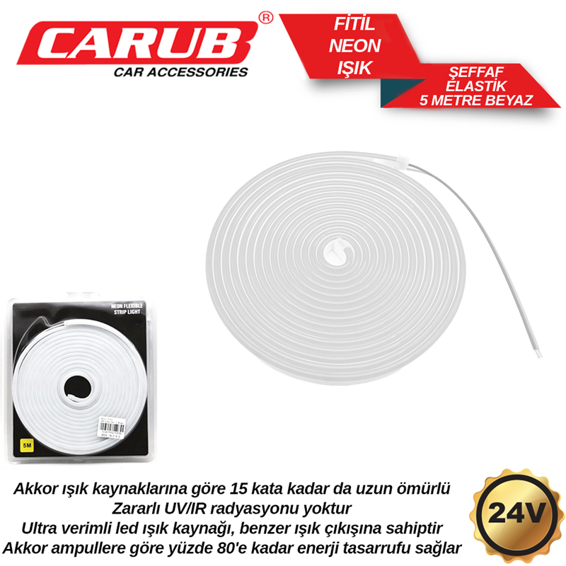 Carub LED Neon Elastik 24V Beyaz