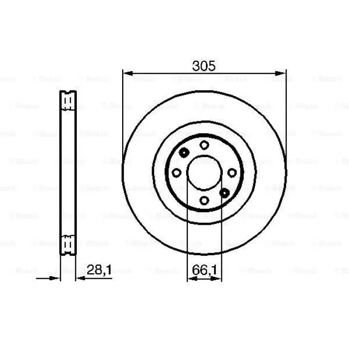 On Fren Disk Aynasi P406 Coupe 2.2HDI Fap / 3.0 V6 / 3.0 V6 24V (97 04) Olcu: (305 / 28 26MM) Hava Sogutmali | BOSCH 0986479024 | OEM 4249G8