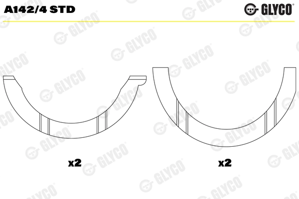 Kenar Ay Yatak Ince DAF CF85 - XF95 Takim | GLYCO A-1424STD | OEM 1347535 0682132 0081388 0081387