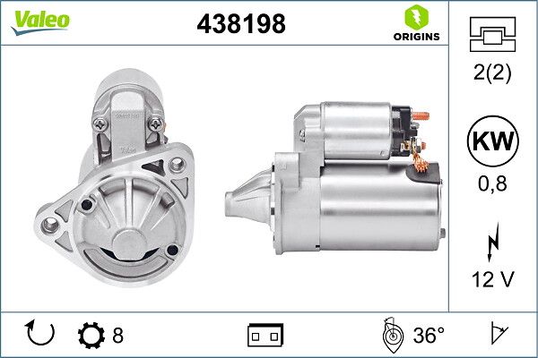 Mars Motoru 12V 8 Dis 0,8KW Daewoo Matiz Spark Wagon | VALEO 438198 | OEM 10455503 10455503 3110075F01 3110075F10 3110075F01 3110075F10