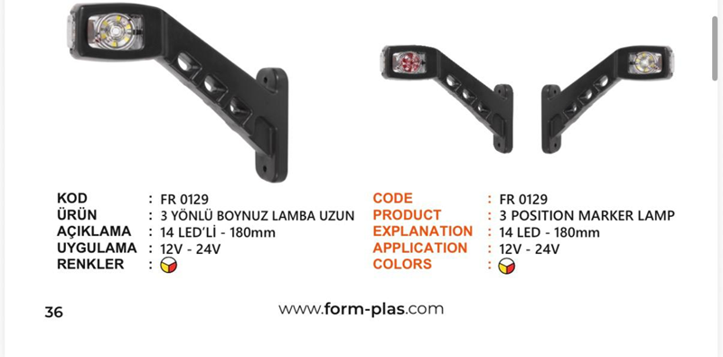 Fr 3 Yönlü Boynuz Lamba 14 Ledli Uzun Krone Tip
