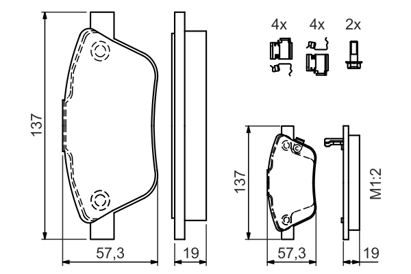 On Fren Balatasi Fiat 500 0,9 / 1,6 / 1,3D Multijet 09 / 12> | KALE B 24549 194 05 MSH | OEM 68190118AB