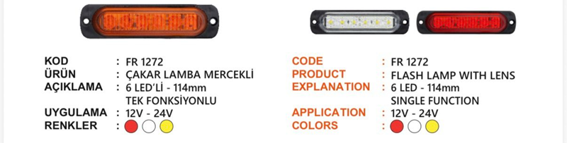 Fr Çakar Lamba 6 Ledli Mercekli Cam Kırmızı