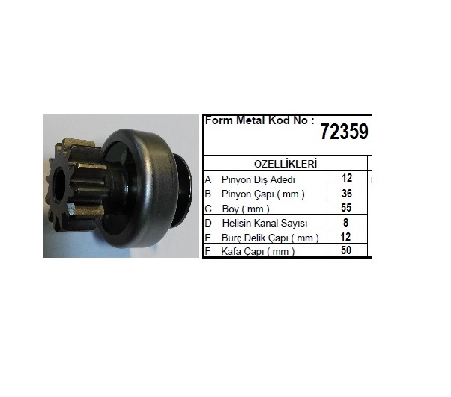 Marş Dişlisi 12 Dış Ford Transit Customs V362-V363 2.2 TDCI Fm 72359 | OEM V-152359