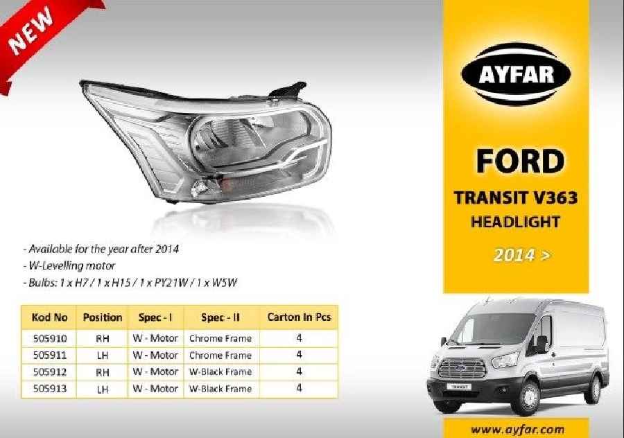 Far Sol - Ford Transit V 363 (2014 ve sonrası ) Krom Çerçeve | OEM 505911
