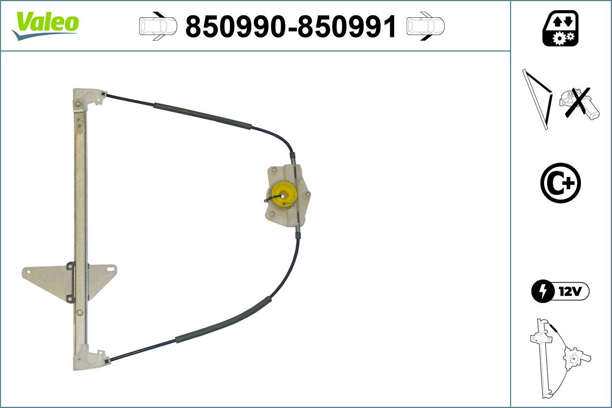 Cam Mekanizmasi Elektrikli On Sag P307 1,4 / 1,6 / 2,0 02> | VALEO 850991 | OEM 9637139380