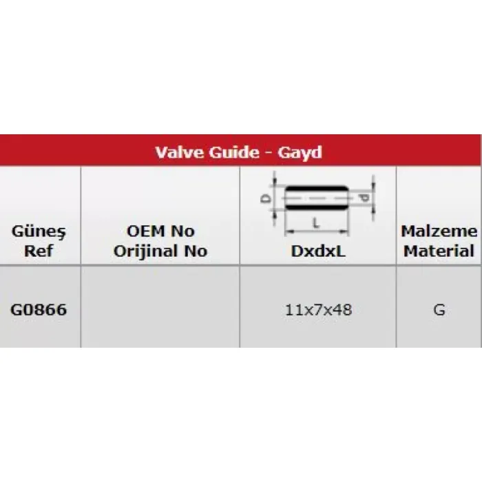 Subap Gaydi (In 4 Ex 4) Altima 8V | GUNES G0866