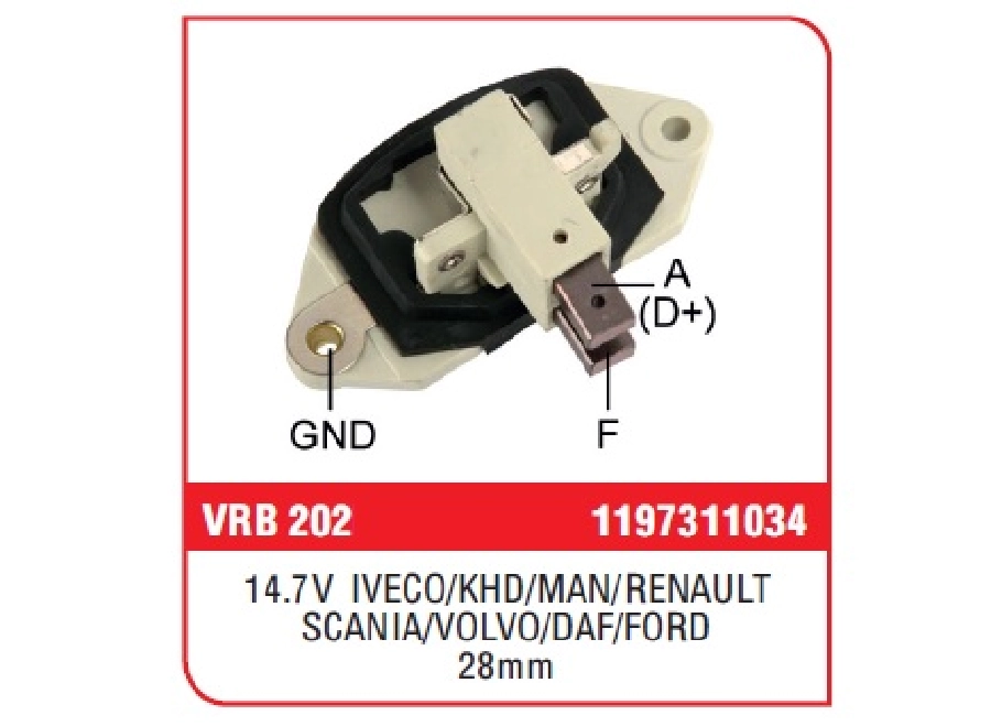 Konjektör Bosch Tipi 12V (14.7V) (28mm) - Iveco, Khd, MAN, Renault, Scania, Volvo, DAF, Ford, Dev Fatih John | OEM VRB202