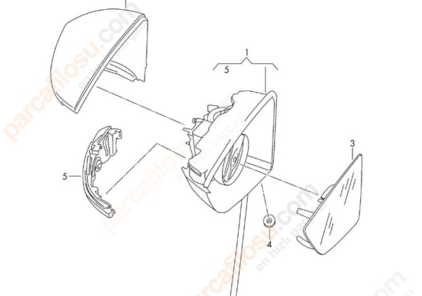 Leon Elektrikli Katlanir Ayna 13> Astarli Sinyalli Sol | SPJ E-2629 | OEM 5F1857507P