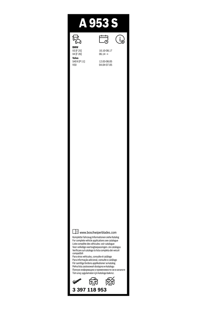 Silecek Supurgesi 650 / 500MM S40 V40 04> | BOSCH 3397118953