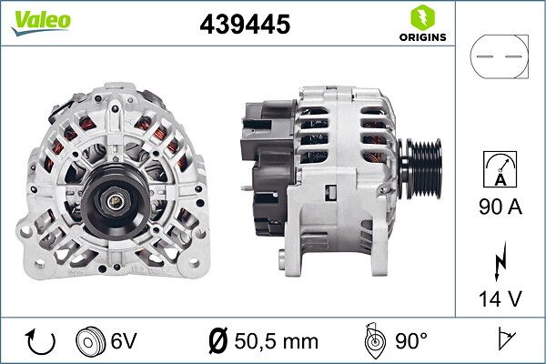 Alternator 12V 90A Arosa Cordoba Ibiza Inca Octavia Bora Caddy Golf IV Polo 1,0 / 1,4 / 1,4 16V 99> | VALEO 439445 | OEM 037903025M 037903025M 037903025MX 037903025MX