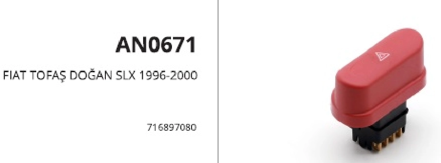 Anahtar Dörtlü Flaşör 7 Fişli - Doğan SLX 96-00 | OEM AN0671