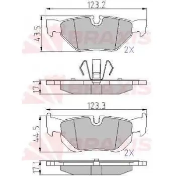 Fren Balatasi Arka (Kulakli) BMW E87 E90 X1 E84 | BRAXIS AA0615 | OEM 34216774692 34121288891