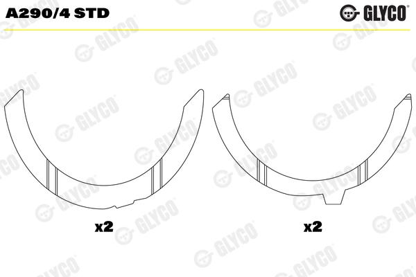Kenar Ay Yatak Std MAN Tgl-Tgm D0834-D0836 Euro 4-5 Takim | GLYCO A-2904STD | OEM 51011140222 51011140223