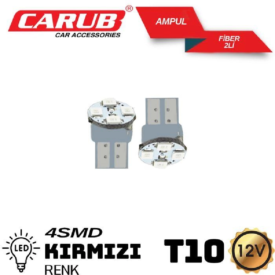 Ampul 12V T-10 4LED Smd Fiber Fariçi Kırmızı | OEM BR0400206