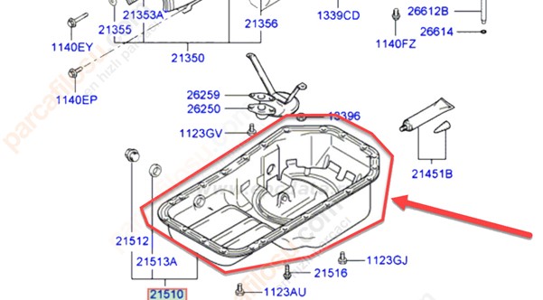Yag Karteri Hyundai H100 Kamyonet 2.5 Tci 04-12 Kia Bongo 06-12 2.5 Tci | SANTRAL 279 | OEM 2151042175