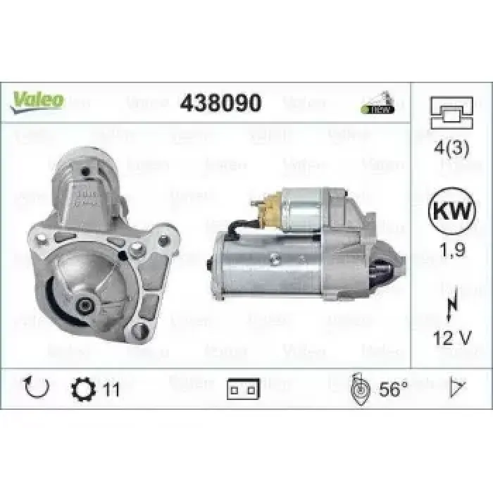 Mars Motoru 12V 11 Dis 1,9KW Movano Vivaro Primastar Interstar Megane II Master II 1,9DTI 01> F9Q | VALEO 438090 | OEM 7700116260 7700116260 7700116282 7711134790 7700116282 7711134790