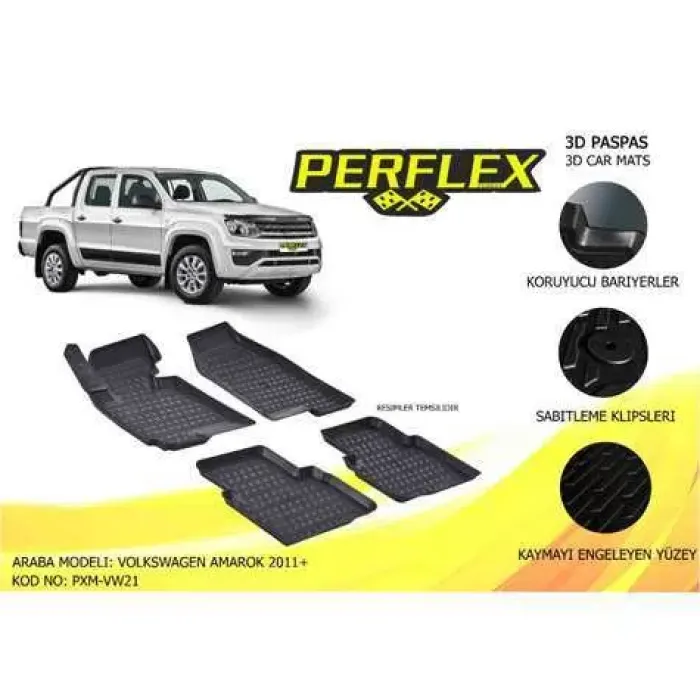 Paspas 3D Havuzlu 10-Mat Amarok 2011 | PERFLEX PXM-VW21
