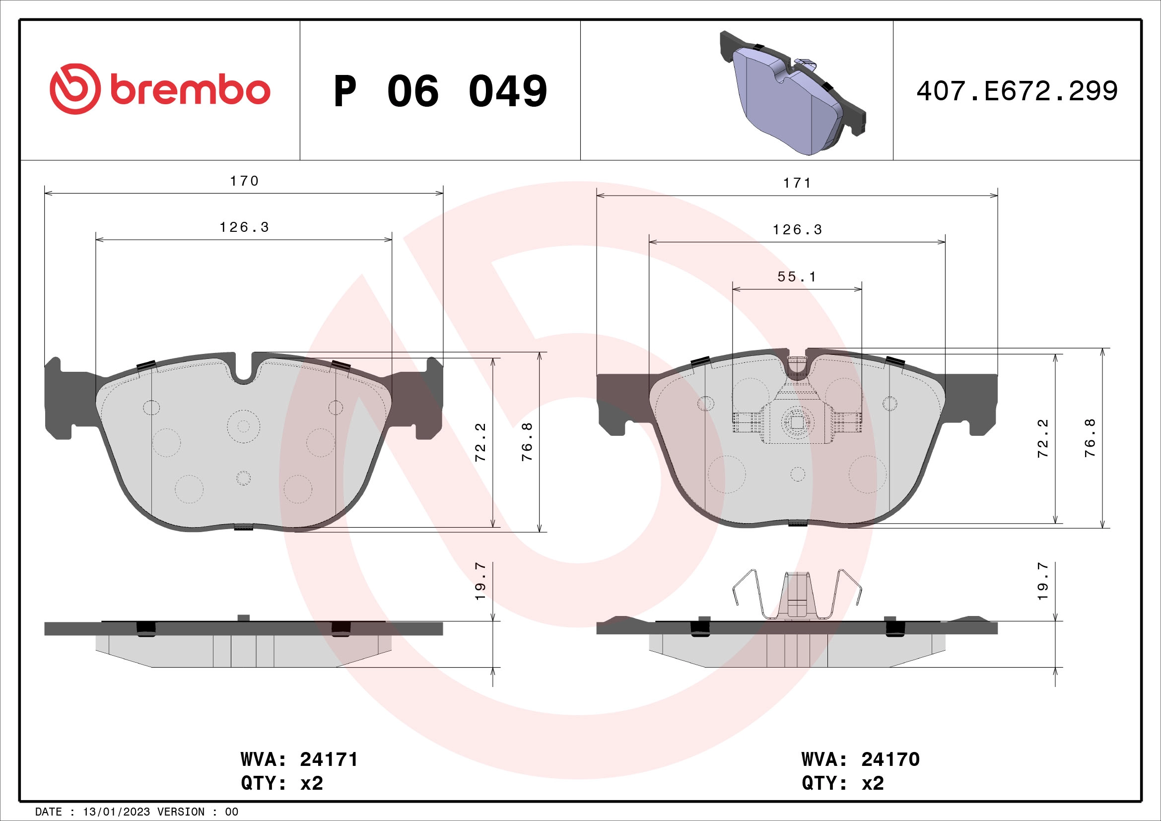Fren Balatasi On Bmw E70 E71 F15 F85 F16 F86 | BREMBO P06049 | OEM 34116852253