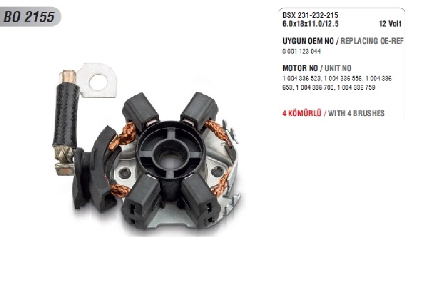 Marş Kömür Yuvası (Bsx 231-232-215) (Uygun Kömür:BSX231, 232, 215) | OEM BO2155