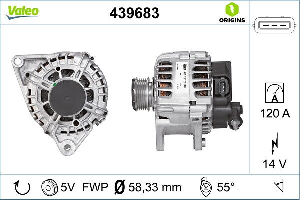 Alternator 12V 120A Hyundai I30 1,6 CRDI | VALEO 439683 | OEM 373002A600 373002A600 373002A650 373002A650