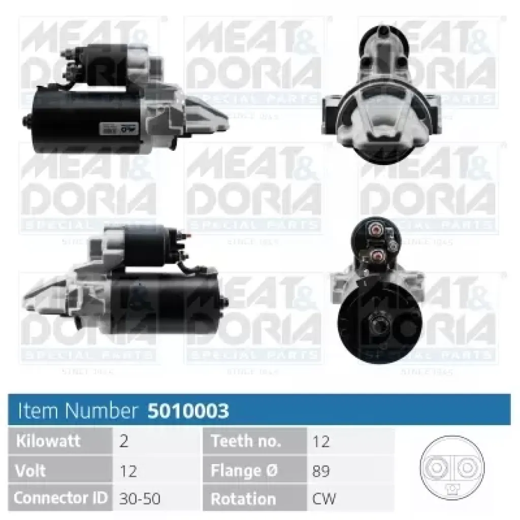 Mars Motoru 12V 2KW (12 Dis) Transit V347 2,2TDCI / 2,4 Tdci / 3,2TDCI 06 /> Boxer 3 Jumper 3 22DT Puma (2,2HDI) Ducato 2,2JTD 100CV | MEAT&DORIA 5010003 | OEM 6C1T 11000 AF 5802.AS