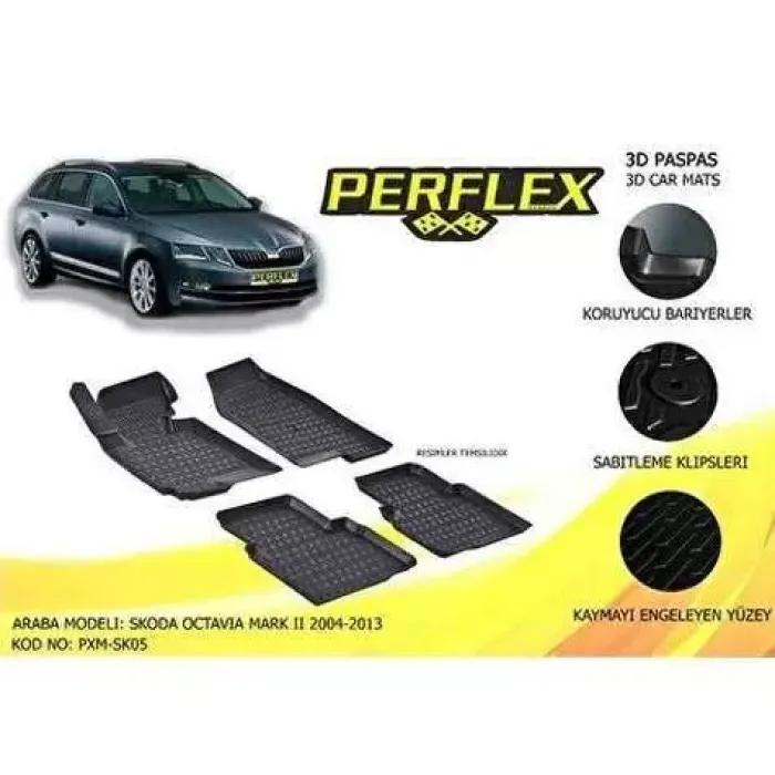 Paspas 3D Havuzlu 10-Mat Octavia 2 2004-2013 | PERFLEX PXM-SK05