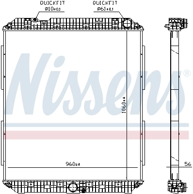Motor Su Radyatoru Cercevesiz Mercedes Actros MP4/MP5 1824-4163 13=>; Antos 1824-3363 12=>; Arocs | NISSENS 671760 | OEM 9605000901 A9605000901