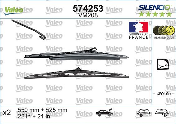 Valeo Silencio VM208 (X2) / (550+525 MM) Alfa 156 | VALEO 574253 | OEM BTM550525C
