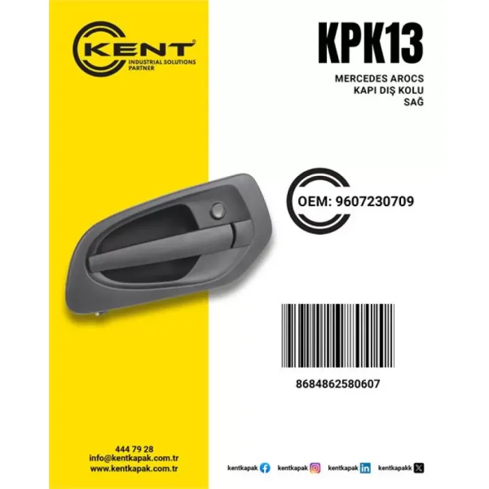 Kapi Kolu Dis (Sag) - Sifresiz Y.M Mercedes Arocs Actros | KENT KPK-13 | OEM 9607231709 9607230709