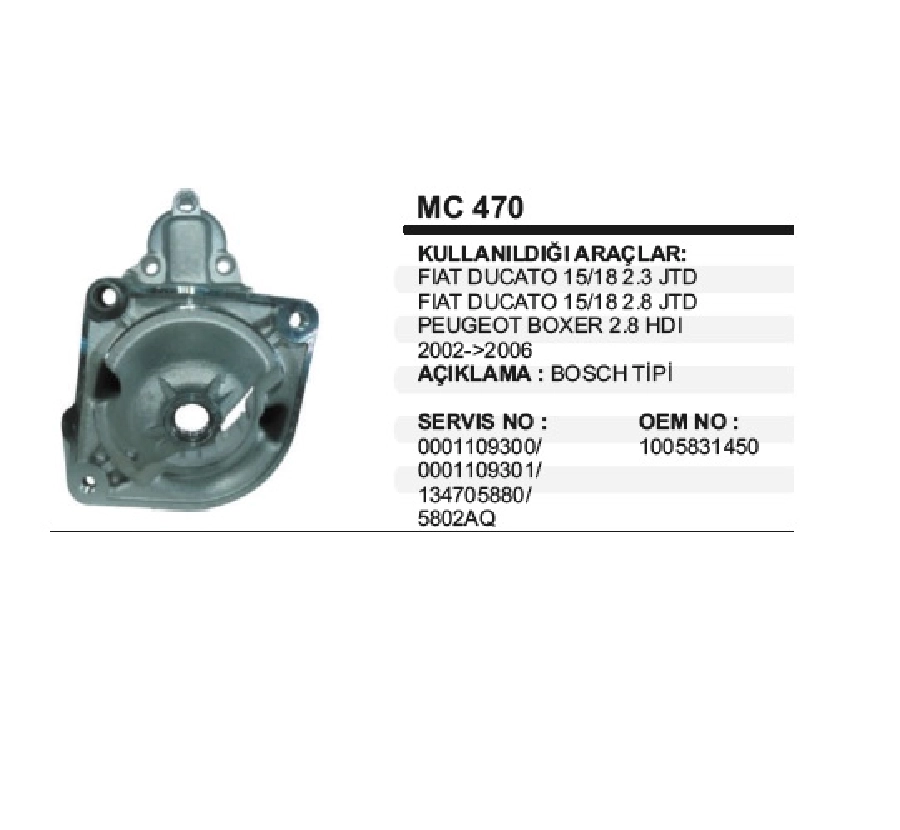 Bosch T Ducato, Boxer Pınyon Kap STR5174 | OEM MC470