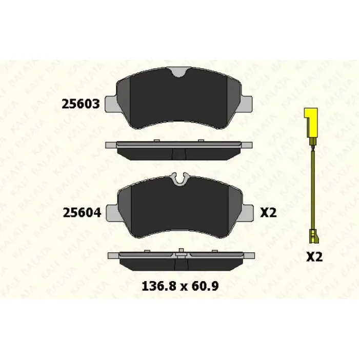 Arka Fren Balatasi Transit Custom V362-V363 12> (Arka Tek Teker) ( Çift Fisli ) | KALE B 25603 175 15 MSH | OEM BK21 2M008 AC 1840037
