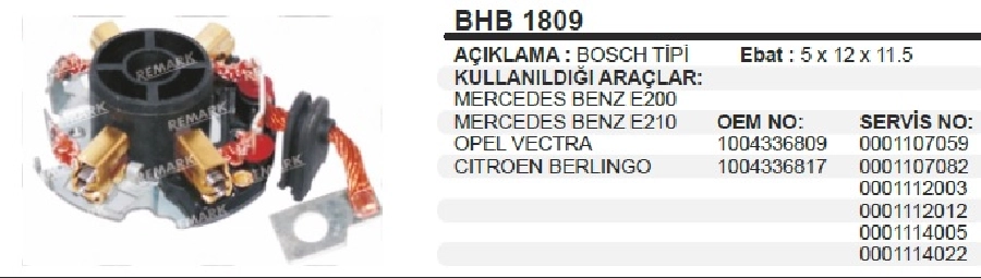 Marş Kömür Yuvası - Renault Megane 2, Citroen Berlingo Jumper, Peugeot Partner 206, Toyota Avensis, Mer | OEM BHB1809