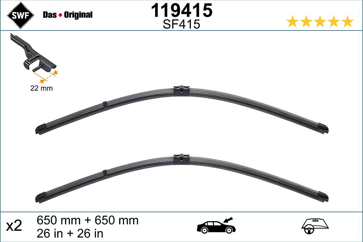 Silecek 65+65CM (Flatblade Muz Tipi) Xsara Picasso 99=> (574381) / (Swf) | VALEO 119415