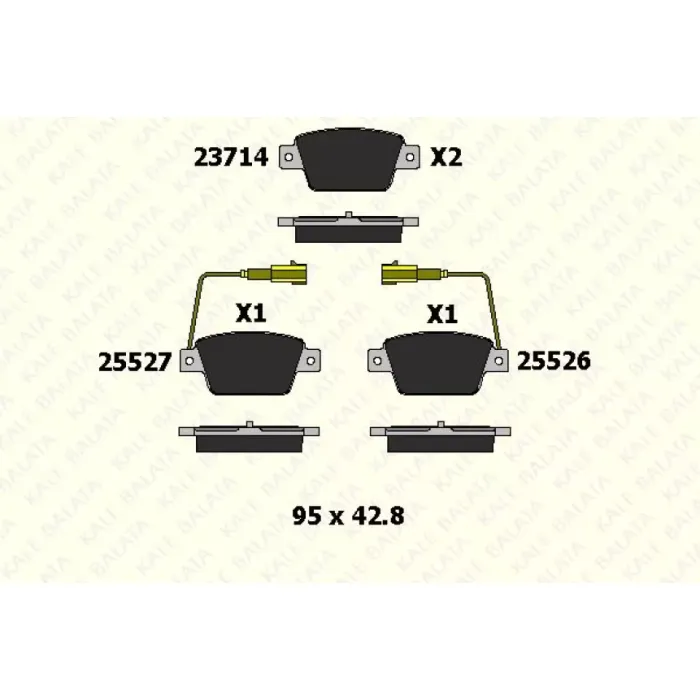 Fren Balatasi Arka Stilo Tum Modeller 01> Bravo Linea 1,4 1,4T Jet 1.6 1,9D Mtj 07> Multipla 98> Delta 3 08>14 Mito 08> | KALE B 23714 172 05 ANS | OEM 77362768 77363518