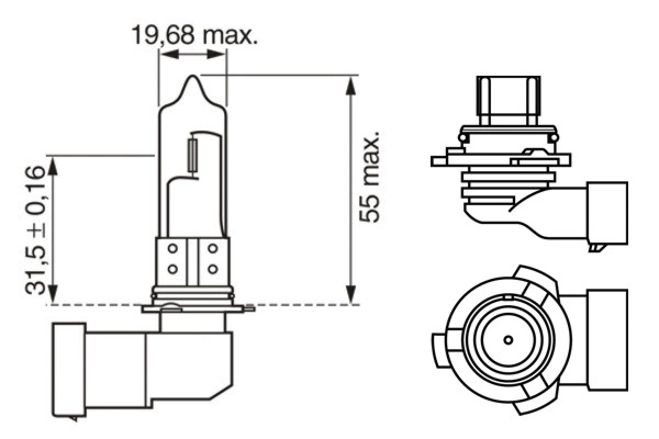 12V Standart 9006 Ampul 51W HB4 | BOSCH 1987302808