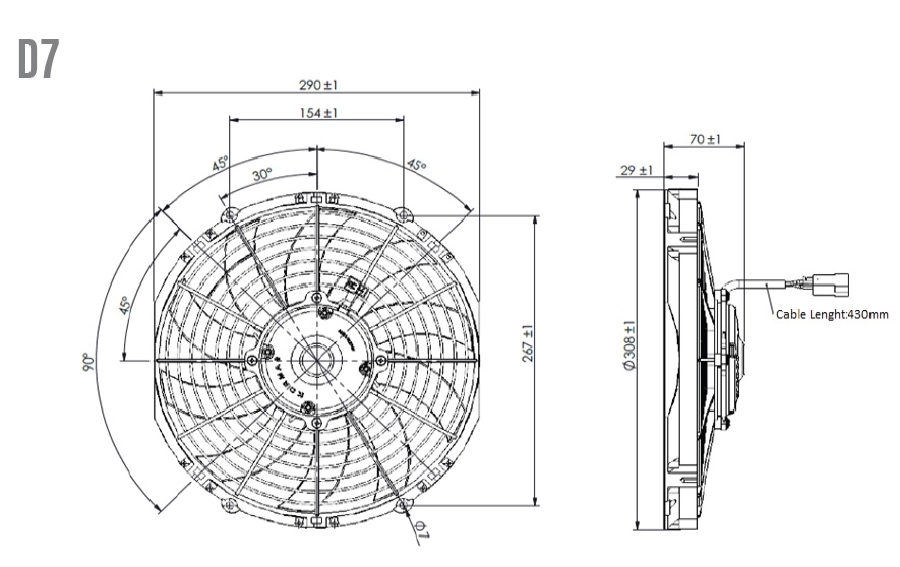 11'' Komple Yassı İnce Üfleyici Aksiyel Fan ( 10 Kanat) 5702211120003 12V | OEM 5702211120003