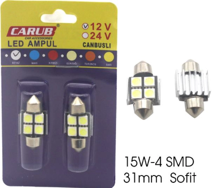 Ampul 12V Sofit 15W-4 Smd CANBUS 31MM Beyaz | OEM BR0402213