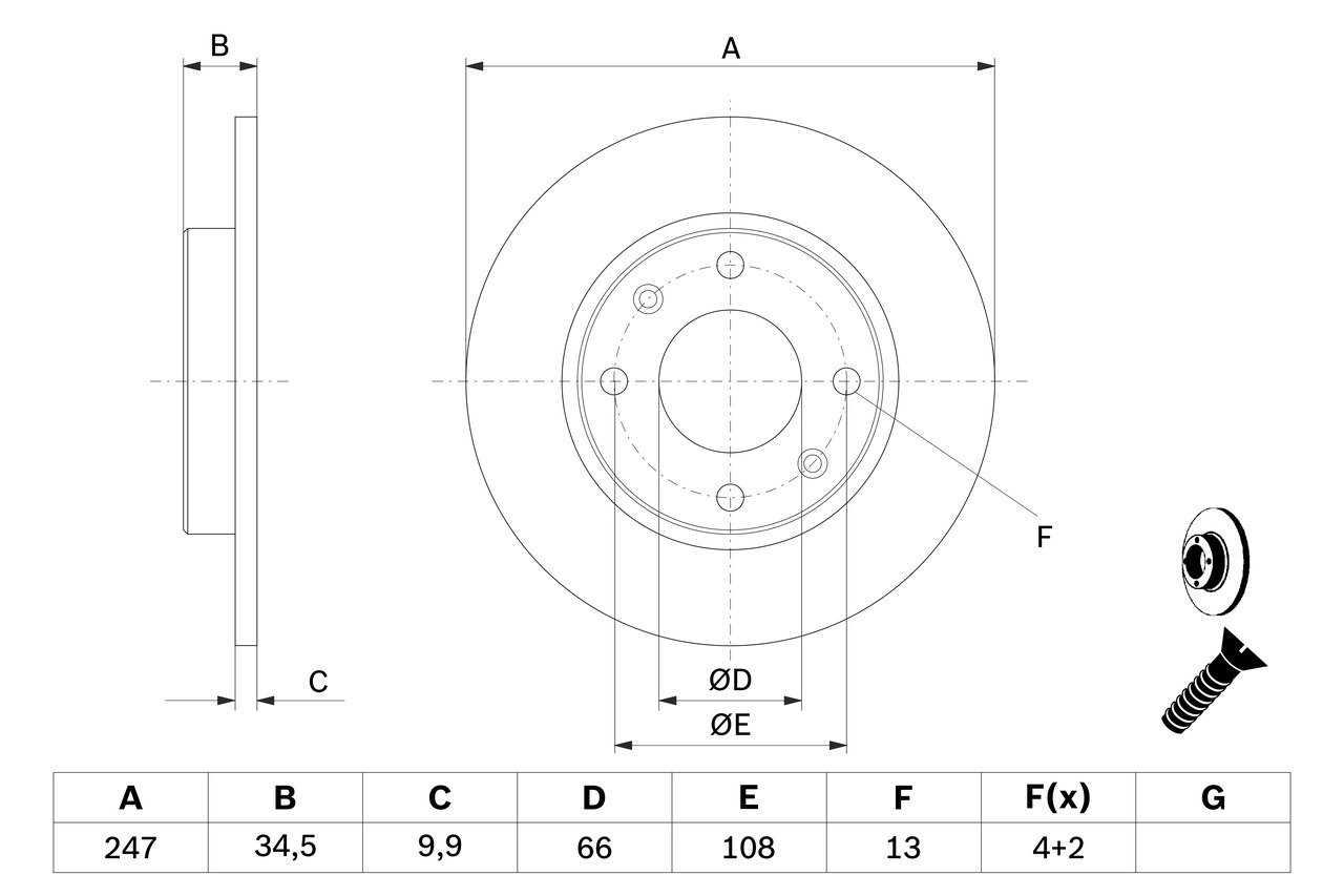 On Fren Disk Aynasi P106 P206 P306 P205 P405 P309 Zx C15 Saxo 1,4 1,6 94>96>96 Hava Sogutmasiz | BOSCH 0986478046 | OEM 424689 424689 4246A5 424995 4246A5 424995