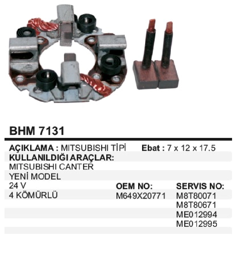 Marş Kömürü Yuvası - Mitsubishi Canter Yeni Model, Mazda, Nissan | OEM BHM7131