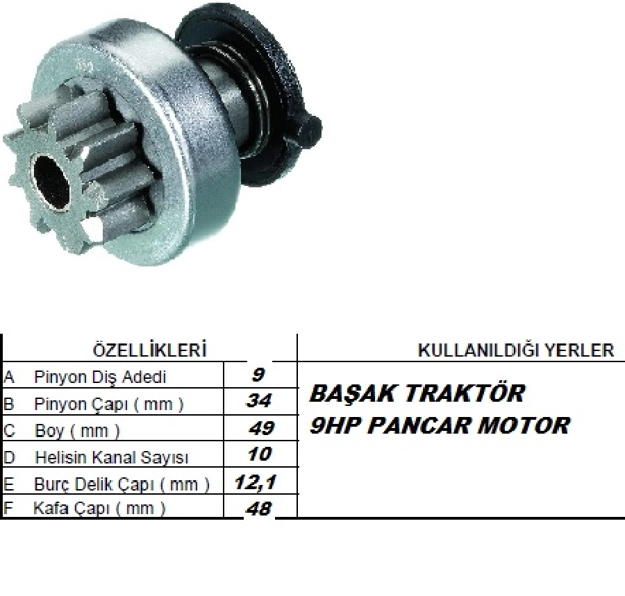 Marş Dişlisi 9D Başak Traktör 9HP Pancar Motor Ferrari Traktör | OEM 74931