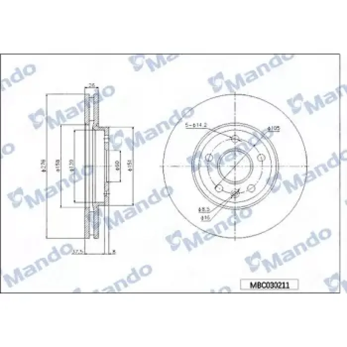On Fren Diski 15 Inch (276MM) Astra J 10> CRUZE10> Aveo T300 | MANDO MBC030211 | OEM 13502045