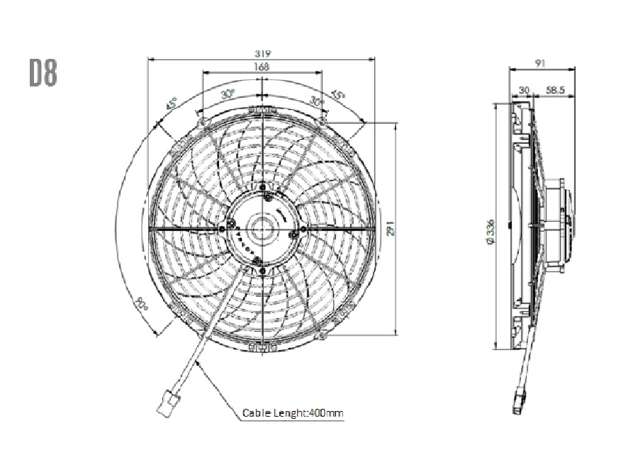12'' Komple Yassı İnce Emici Kalın Motor Helis Fan 5702112120006 12V | OEM 5702112120006