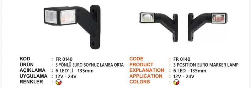 Fr 3 Yönlü Euro Tip Boynuz Lamba Ota 6 LED 135 2000