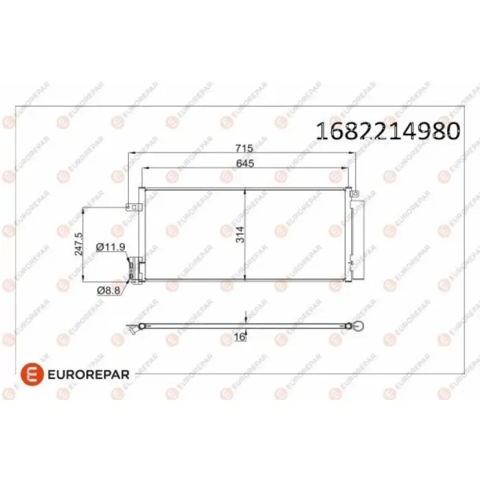 Klima Radyatoru Corsa D 13> Grande Punto 1.4 Bravo 2 1.4 1.6JTD 1.9D | EUROREPAR 1682214980 | OEM 1850158 93168140 1850 168 557