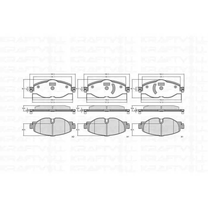 On Fren Balatasi A3 Golf 7 Leon Octavia 1,2 1,4 1,8TFSI 1,6 2,0TDI 12> | KRAFTVOLL 07010062 | OEM 8V0698151 8V0698151B 5Q0698151B