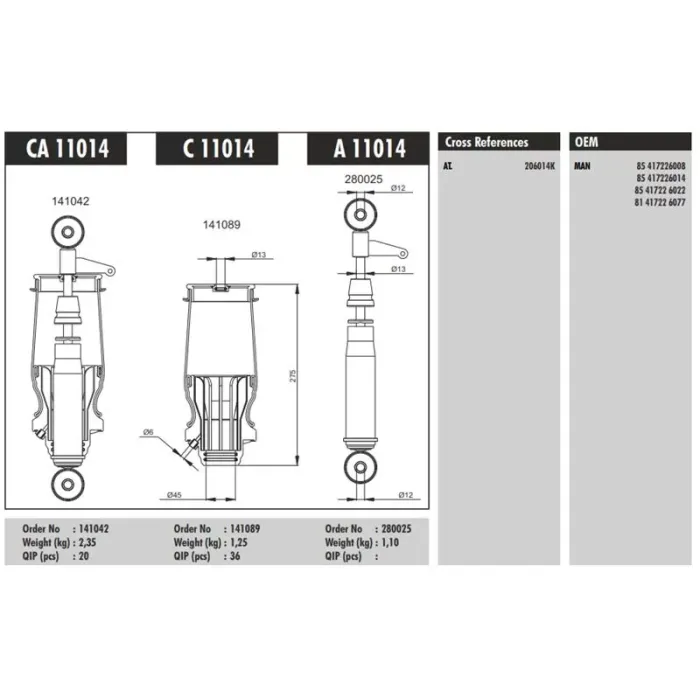 Kabin Korugu MAN TGA | CONNECT CA 11014 | OEM 85 417226008