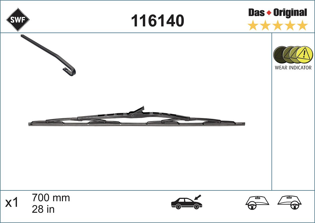 Swf (X1) / (700 MM) Chrysler Voyager III 10; 96> Ford Transit 03; 00> | VALEO 116140 | OEM SWF116140