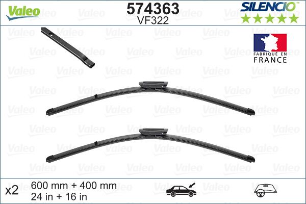 Silecek Supurgesi (Sag / Sol Takim) 650 / 400MM (Muz Tip) P301 C Elysee Clio III 09 / 05> Talia 00> Fluence 09> | VALEO 574363 | OEM 288902593R 288902593R 288909690R 7701061593 288909690R 7701061593